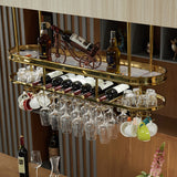 Glam Hanging Wine Rack Metal Wine Bottle & Glass Rack for Bar
