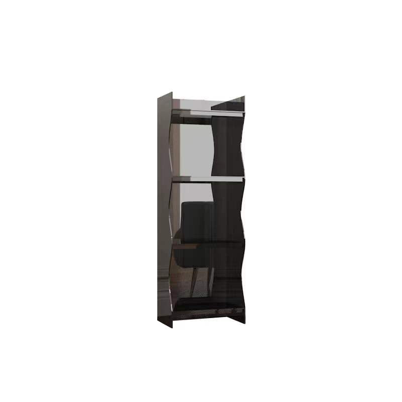 Contemporary Closed Back Bookshelf Acrylic Shelf Bookcase with Shelves 15.7"L x 9.8"W x 46.5"H Black Clearhalo 'Bookcases' 'furn' 'furn_bookcases' 'Furniture' 'Office Furniture' 7289923