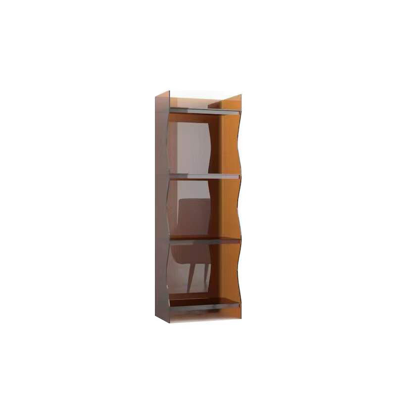Contemporary Closed Back Bookshelf Acrylic Shelf Bookcase with Shelves 15.7"L x 9.8"W x 46.5"H Brown Clearhalo 'Bookcases' 'furn' 'furn_bookcases' 'Furniture' 'Office Furniture' 7289928
