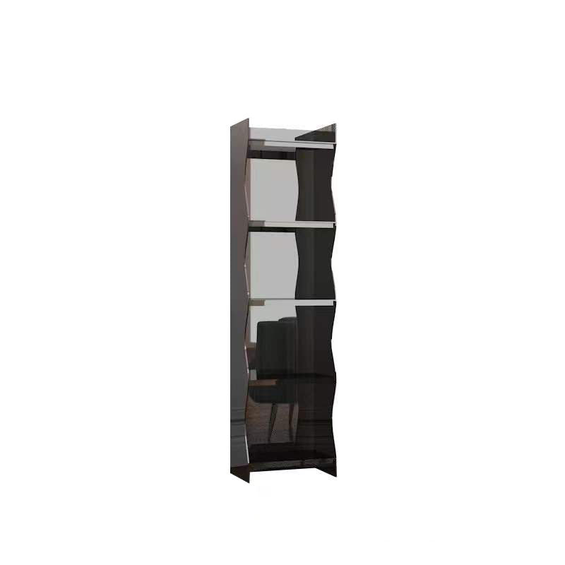 Contemporary Closed Back Bookshelf Acrylic Shelf Bookcase with Shelves 15.7"L x 9.8"W x 59.8"H Black Clearhalo 'Bookcases' 'furn' 'furn_bookcases' 'Furniture' 'Office Furniture' 7289935
