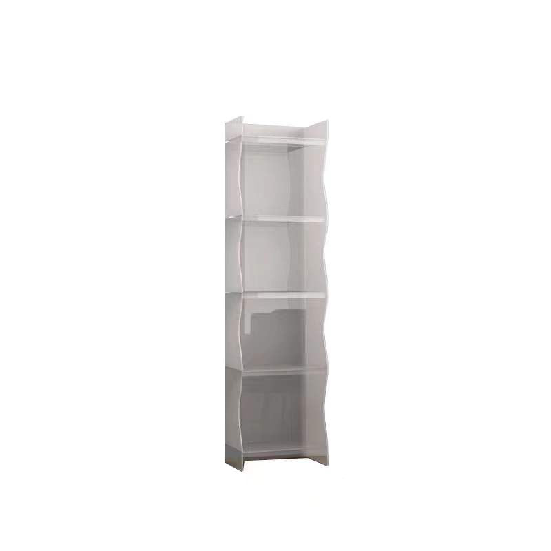 Contemporary Closed Back Bookshelf Acrylic Shelf Bookcase with Shelves 15.7"L x 9.8"W x 59.8"H White Clearhalo 'Bookcases' 'furn' 'furn_bookcases' 'Furniture' 'Office Furniture' 7289936