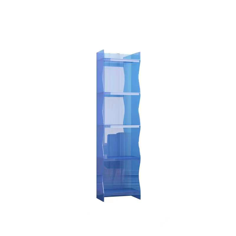 Contemporary Closed Back Bookshelf Acrylic Shelf Bookcase with Shelves 15.7"L x 9.8"W x 59.8"H Blue Clearhalo 'Bookcases' 'furn' 'furn_bookcases' 'Furniture' 'Office Furniture' 7289938
