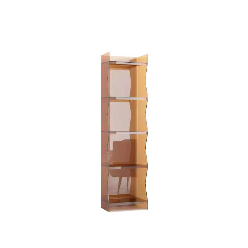 Contemporary Closed Back Bookshelf Acrylic Shelf Bookcase with Shelves 15.7"L x 9.8"W x 59.8"H Orange Clearhalo 'Bookcases' 'furn' 'furn_bookcases' 'Furniture' 'Office Furniture' 7289942