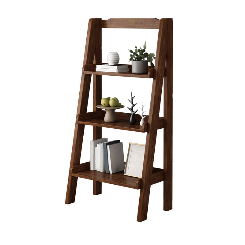 Contemporary Shelves Included Bookshelf Wooden Ladder Bookcase 23.6"L x 12.6"W x 47.2"H Nut-Brown Clearhalo 'Bookcases' 'furn' 'furn_bookcases' 'Furniture' 'Office Furniture' 7289948