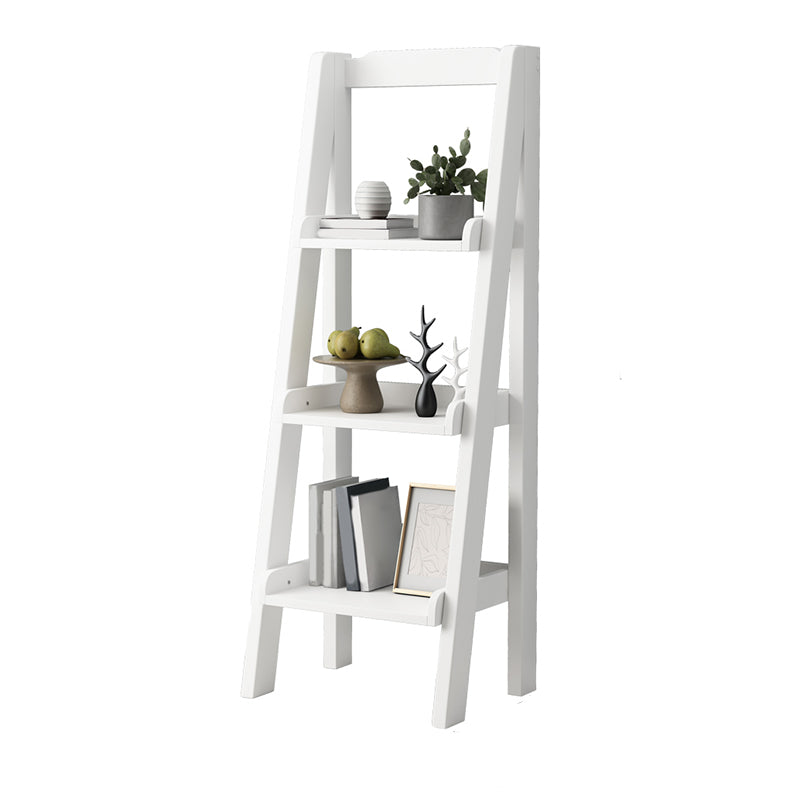 Contemporary Shelves Included Bookshelf Wooden Ladder Bookcase 17.3"L x 12.6"W x 47.2"H Ivory Clearhalo 'Bookcases' 'furn' 'furn_bookcases' 'Furniture' 'Office Furniture' 7289953