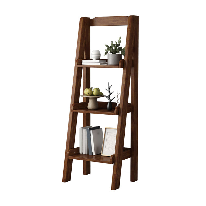 Contemporary Shelves Included Bookshelf Wooden Ladder Bookcase 17.3"L x 12.6"W x 47.2"H Nut-Brown Clearhalo 'Bookcases' 'furn' 'furn_bookcases' 'Furniture' 'Office Furniture' 7289955