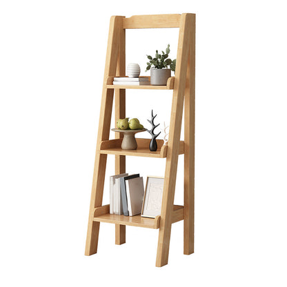 Contemporary Shelves Included Bookshelf Wooden Ladder Bookcase 17.3"L x 12.6"W x 47.2"H Natural Clearhalo 'Bookcases' 'furn' 'furn_bookcases' 'Furniture' 'Office Furniture' 7289957