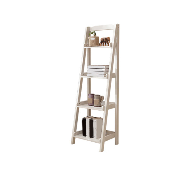 Contemporary Shelves Included Bookshelf Wooden Ladder Bookcase 17.3"L x 14.2"W x 55.1"H Ivory Clearhalo 'Bookcases' 'furn' 'furn_bookcases' 'Furniture' 'Office Furniture' 7289962
