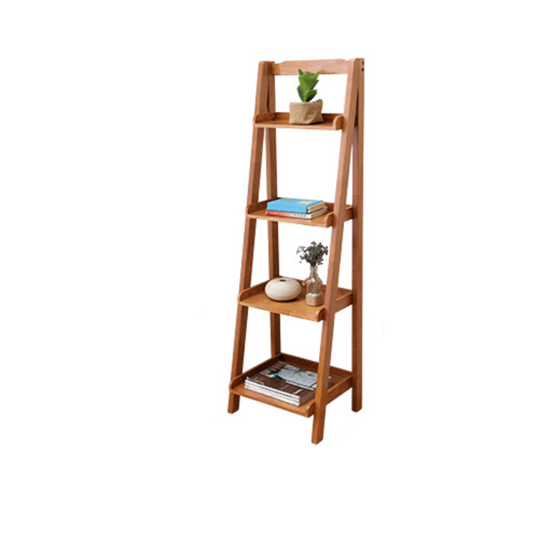 Contemporary Shelves Included Bookshelf Wooden Ladder Bookcase 17.3"L x 14.2"W x 55.1"H Light Walnut Clearhalo 'Bookcases' 'furn' 'furn_bookcases' 'Furniture' 'Office Furniture' 7289965
