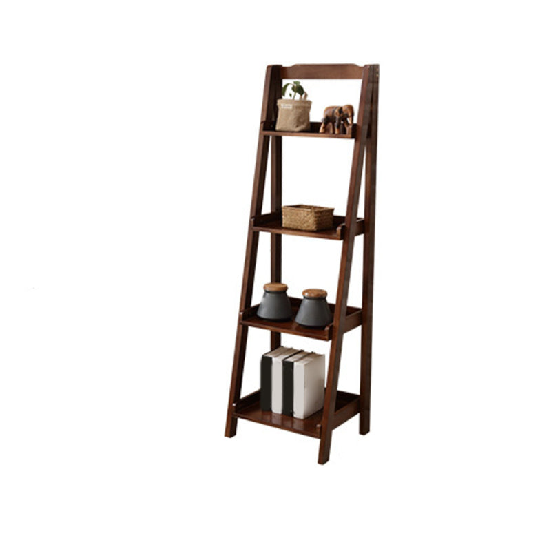 Contemporary Shelves Included Bookshelf Wooden Ladder Bookcase 23.6"L x 14.2"W x 55.1"H Nut-Brown Clearhalo 'Bookcases' 'furn' 'furn_bookcases' 'Furniture' 'Office Furniture' 7289967