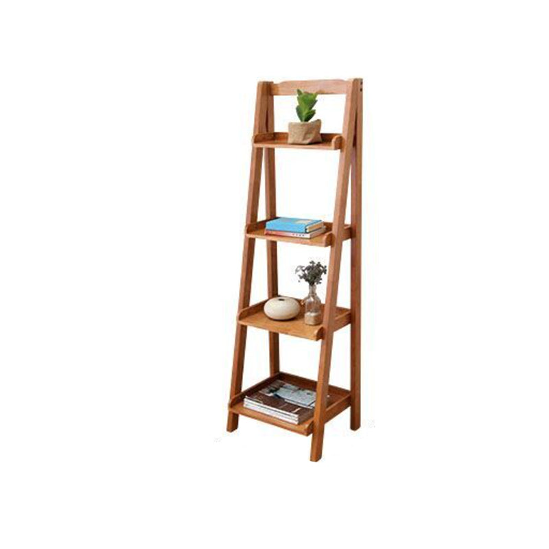 Contemporary Shelves Included Bookshelf Wooden Ladder Bookcase 23.6"L x 14.2"W x 55.1"H Light Walnut Clearhalo 'Bookcases' 'furn' 'furn_bookcases' 'Furniture' 'Office Furniture' 7289969