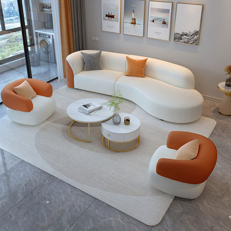 White Durable Sectional Sofas Cushion Solid Wood Sofa for Living Room Clearhalo 'furn' 'furn_sectionals' 'Furniture' 'Living Room Furniture' 'Sectionals' 7289999