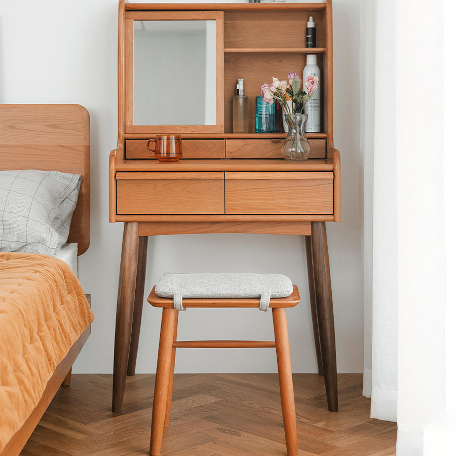 Tavolo da trucco in legno in legno in legno scandinavo Specchio.