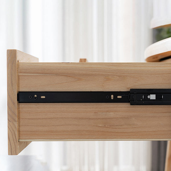 Taburete de tocador de mesa de maquillaje de madera sólida con cajones y espejo en Brone