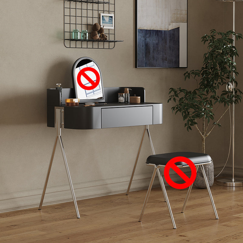 Wood Standing Makeup Vanity Set Modern Makeup Vanity with Metal Base Makeup Vanity Black Clearhalo 'Bedroom Furniture' 'furn' 'furn_makeup_vanities' 'Furniture' 'Makeup Vanities' 'makeup_vanities' 7290065