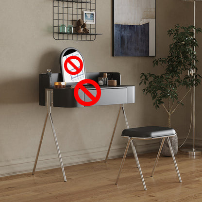 Wood Standing Makeup Vanity Set Modern Makeup Vanity with Metal Base Vanity Stool Black Clearhalo 'Bedroom Furniture' 'furn' 'furn_makeup_vanities' 'Furniture' 'Makeup Vanities' 'makeup_vanities' 7290066