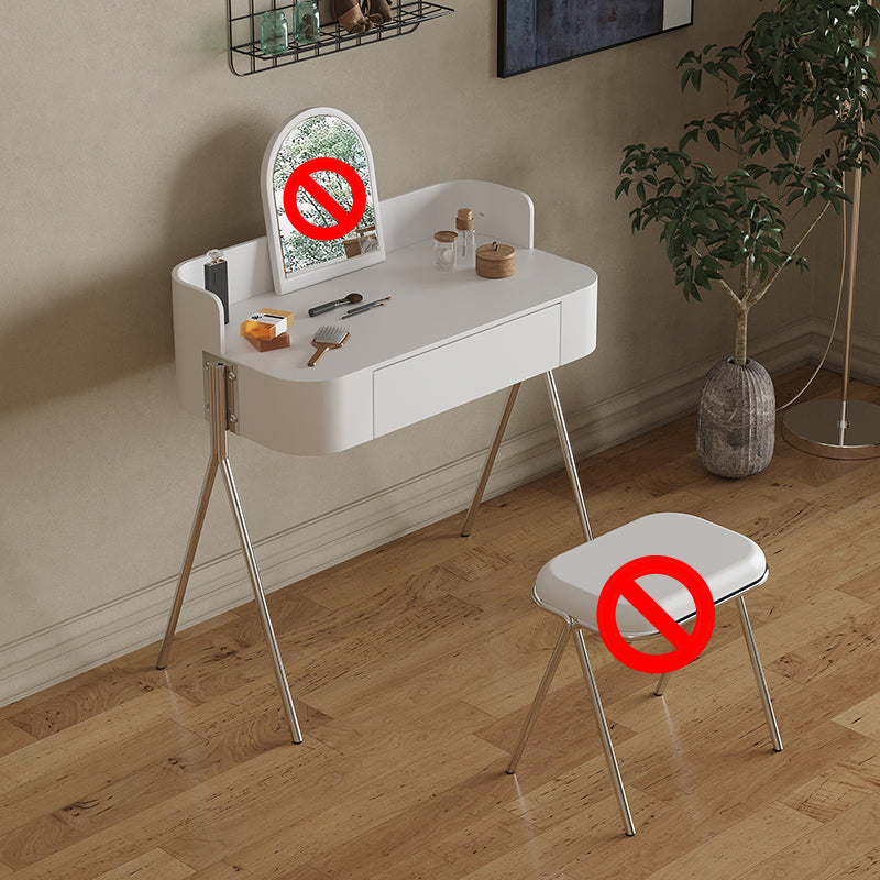 Wood Standing Makeup Vanity Set Modern Makeup Vanity with Metal Base Makeup Vanity White Clearhalo 'Bedroom Furniture' 'furn' 'furn_makeup_vanities' 'Furniture' 'Makeup Vanities' 'makeup_vanities' 7290070