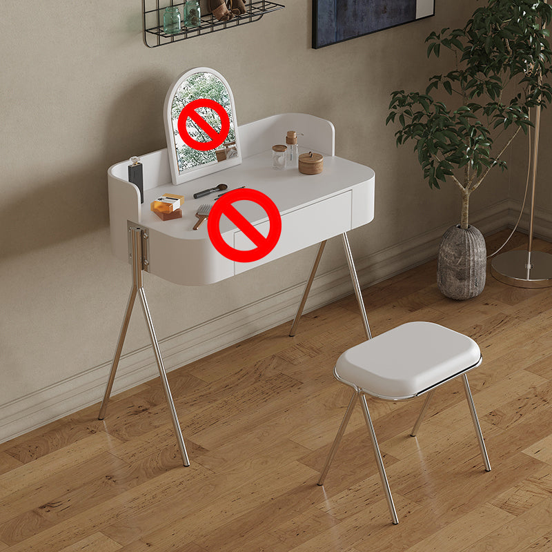 Wood Standing Makeup Vanity Set Modern Makeup Vanity with Metal Base Vanity Stool White Clearhalo 'Bedroom Furniture' 'furn' 'furn_makeup_vanities' 'Furniture' 'Makeup Vanities' 'makeup_vanities' 7290072