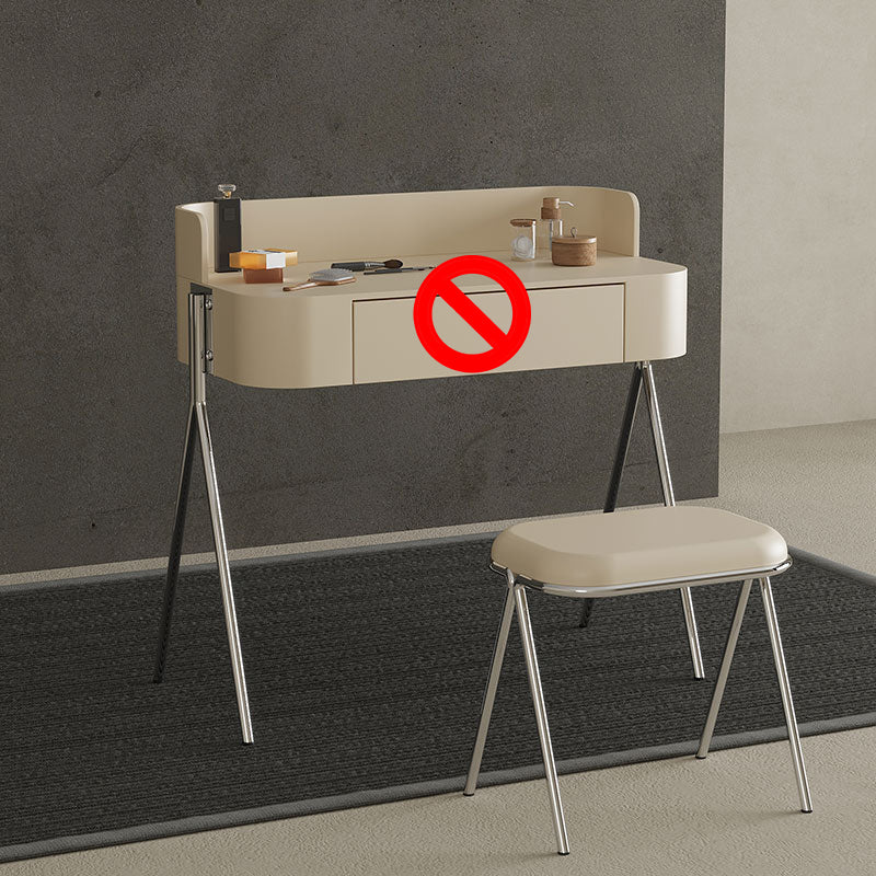 Wood Standing Makeup Vanity Set Modern Makeup Vanity with Metal Base Vanity Stool Apricot Clearhalo 'Bedroom Furniture' 'furn' 'furn_makeup_vanities' 'Furniture' 'Makeup Vanities' 'makeup_vanities' 7290079