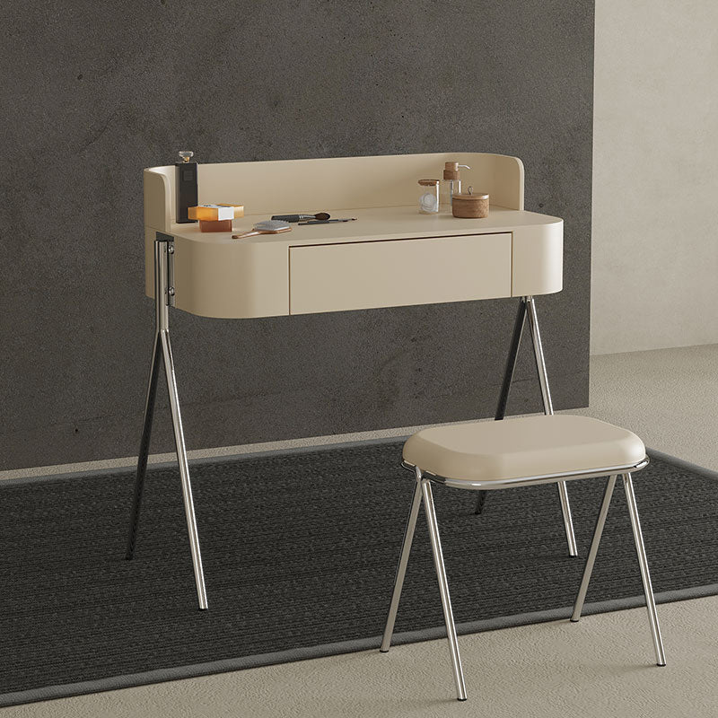 Wood Standing Makeup Vanity Set Modern Makeup Vanity with Metal Base Makeup Vanity & Stools Apricot Clearhalo 'Bedroom Furniture' 'furn' 'furn_makeup_vanities' 'Furniture' 'Makeup Vanities' 'makeup_vanities' 7290080