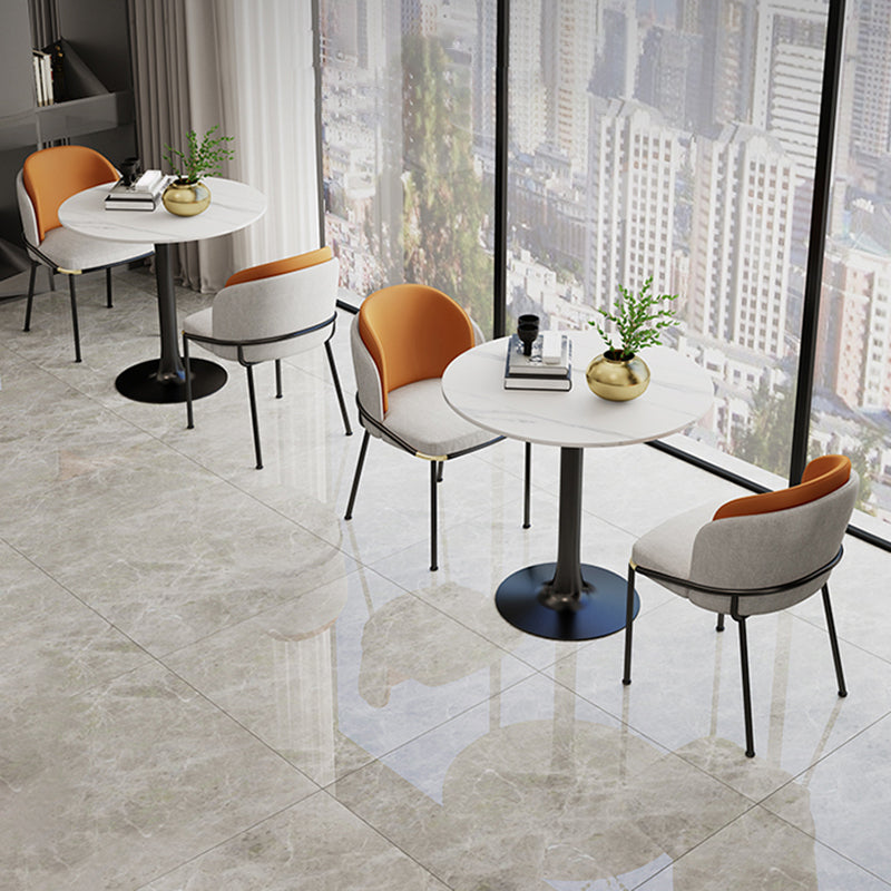 White Stone Round Dining Table Set 1/3/4/5 Pcs Modern Dinette Set Clearhalo 'Dining Room Sets' 'Dining Tables & Seating' 'dining_room_set' 'furn' 'furn_dining_room_set' 'Furniture' 'Kitchen & Dining Furniture' 7290314
