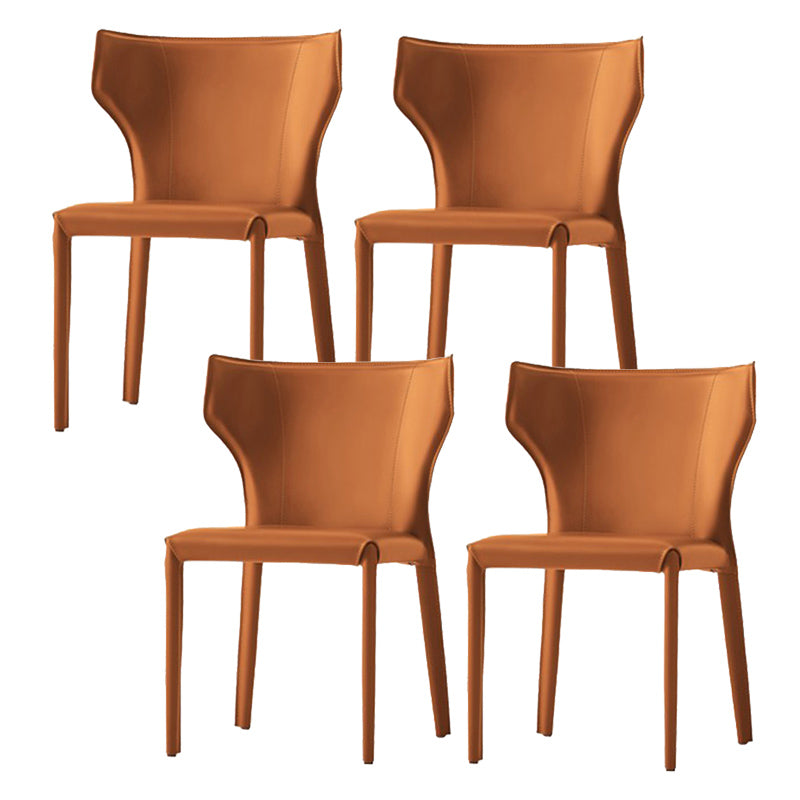 Contemporary 1/4/5 Pieces Dining Room Set Rectangle Stone Furniture in Black 4 Orange Chairs Clearhalo 'Dining Room Sets' 'Dining Tables & Seating' 'dining_room_set' 'furn' 'furn_dining_room_set' 'Furniture' 'Kitchen & Dining Furniture' 7290352