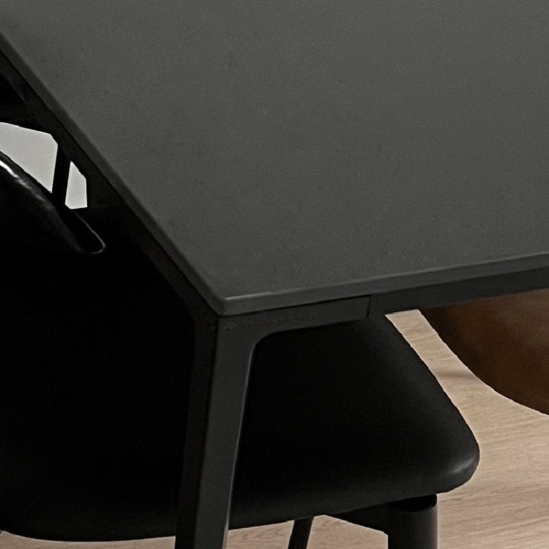 Contemporary 1/4/5 Pieces Dining Room Set Rectangle Stone Furniture in Black Clearhalo 'Dining Room Sets' 'Dining Tables & Seating' 'dining_room_set' 'furn' 'furn_dining_room_set' 'Furniture' 'Kitchen & Dining Furniture' 7290360