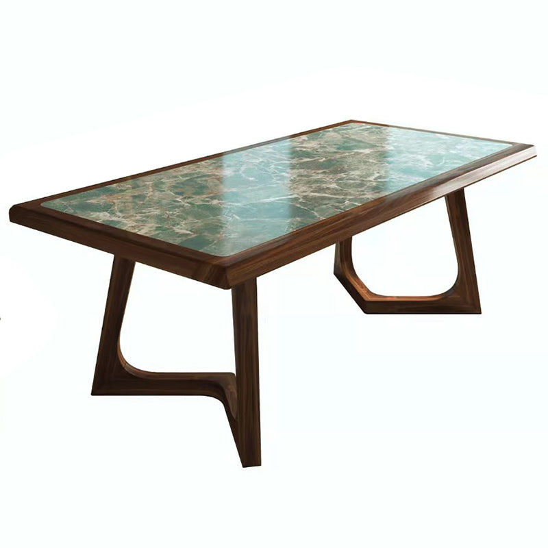 Set da tavolo da pranzo moderno rettangolare 1/4/7 PC Dinette con cornice in legno massiccio