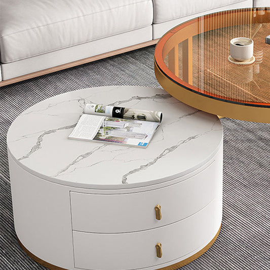 Tavolino in ardesia round 2 tavolino nidificante con 2 cassetti