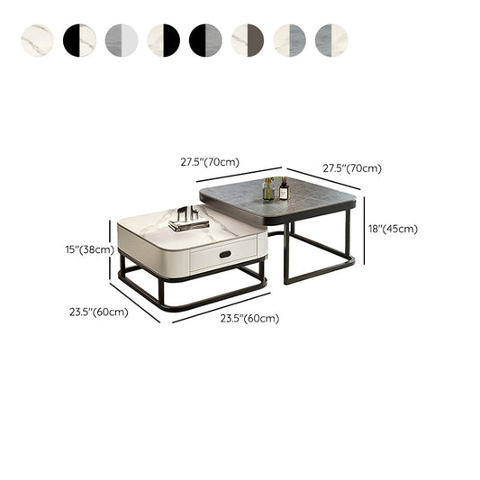 Slate Coffee Table Square 2 Nesting Coffee Table Set for Living Room Clearhalo 'Coffee & Accent Tables' 'Coffee Tables' 'coffee_tables' 'furn' 'furn_coffee_tables' 'Furniture' 'Living Room Furniture' 7290638