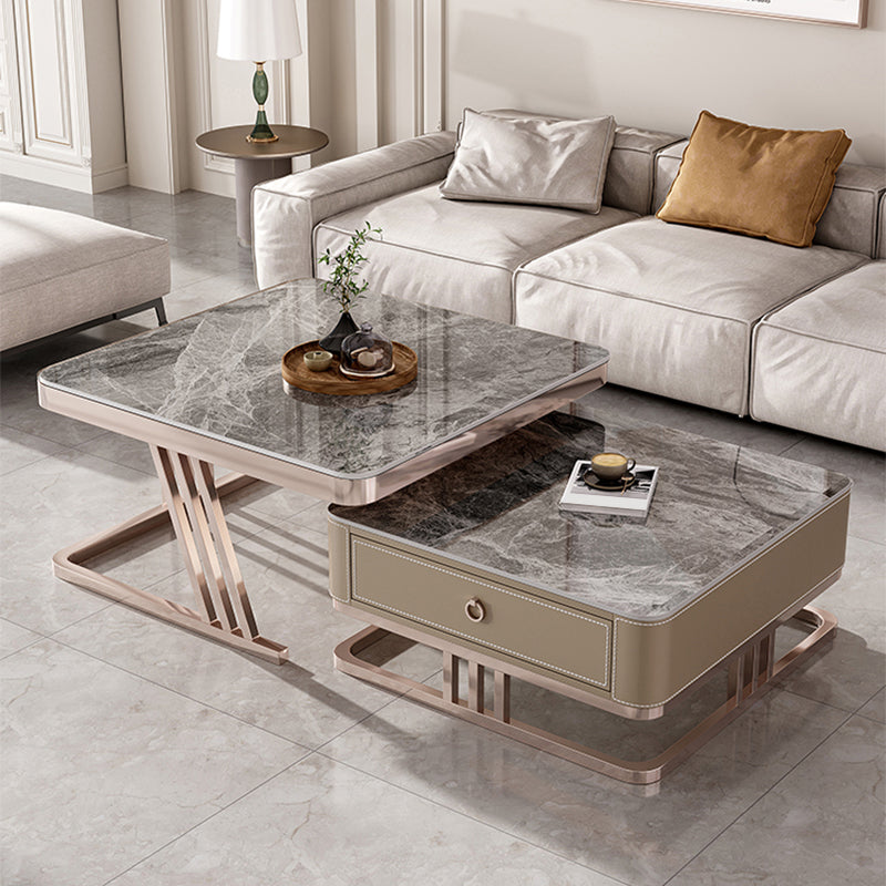 Slate Square Coffee Table Frame 2 Nesting Coffee Table Set for Living Room Grey Clearhalo 'Coffee & Accent Tables' 'Coffee Tables' 'coffee_tables' 'furn' 'furn_coffee_tables' 'Furniture' 'Living Room Furniture' 7290641