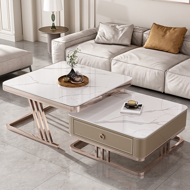 Slate Square Coffee Table Frame 2 Nesting Coffee Table Set for Living Room Clearhalo 'Coffee & Accent Tables' 'Coffee Tables' 'coffee_tables' 'furn' 'furn_coffee_tables' 'Furniture' 'Living Room Furniture' 7290643