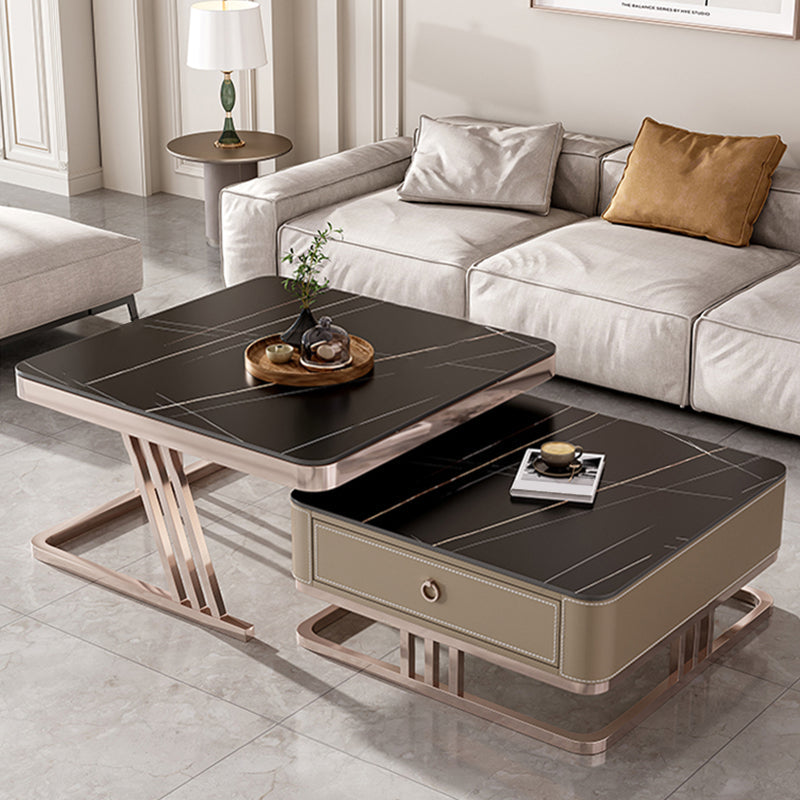 Slate Square Coffee Table Frame 2 Nesting Coffee Table Set for Living Room Clearhalo 'Coffee & Accent Tables' 'Coffee Tables' 'coffee_tables' 'furn' 'furn_coffee_tables' 'Furniture' 'Living Room Furniture' 7290645