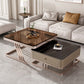 Slate Square Coffee Table Frame 2 Nesting Coffee Table Set for Living Room Gold-Black Clearhalo 'Coffee & Accent Tables' 'Coffee Tables' 'coffee_tables' 'furn' 'furn_coffee_tables' 'Furniture' 'Living Room Furniture' 7290650