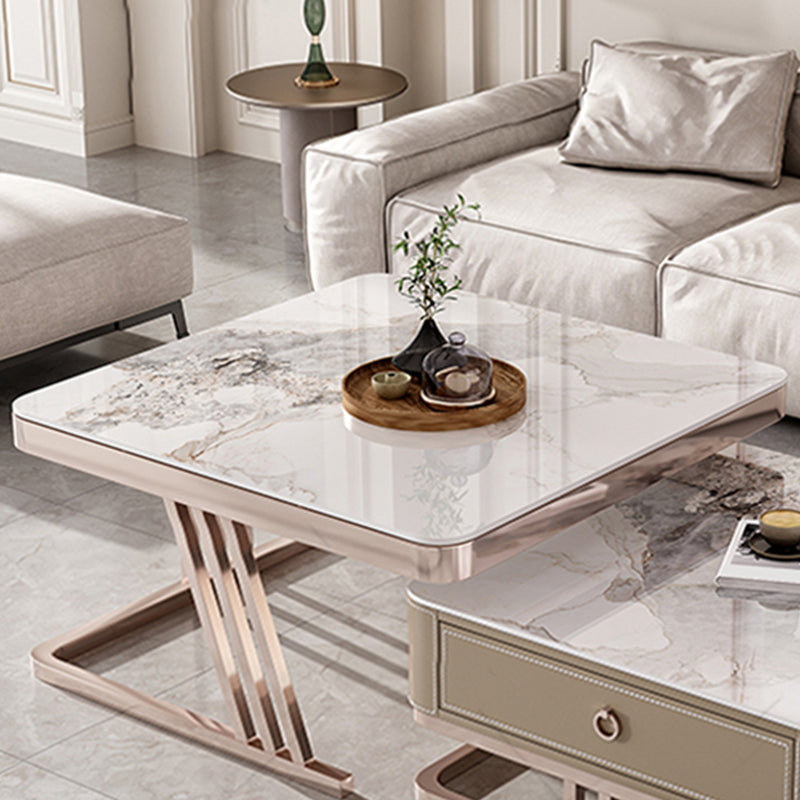 Slate Square Coffee Table Frame 2 Nesting Coffee Table Set for Living Room Clearhalo 'Coffee & Accent Tables' 'Coffee Tables' 'coffee_tables' 'furn' 'furn_coffee_tables' 'Furniture' 'Living Room Furniture' 7290655