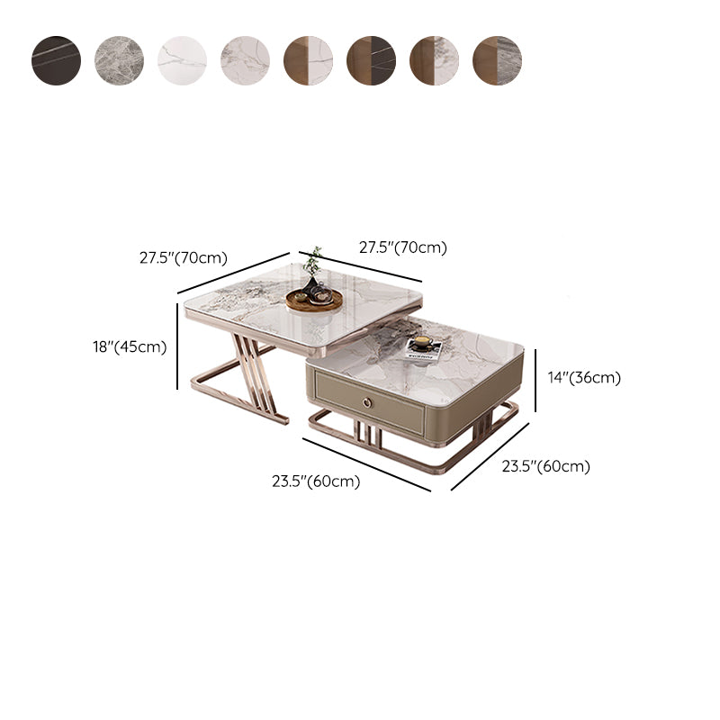 Slate Square Coffee Table Frame 2 Nesting Coffee Table Set for Living Room Clearhalo 'Coffee & Accent Tables' 'Coffee Tables' 'coffee_tables' 'furn' 'furn_coffee_tables' 'Furniture' 'Living Room Furniture' 7290657