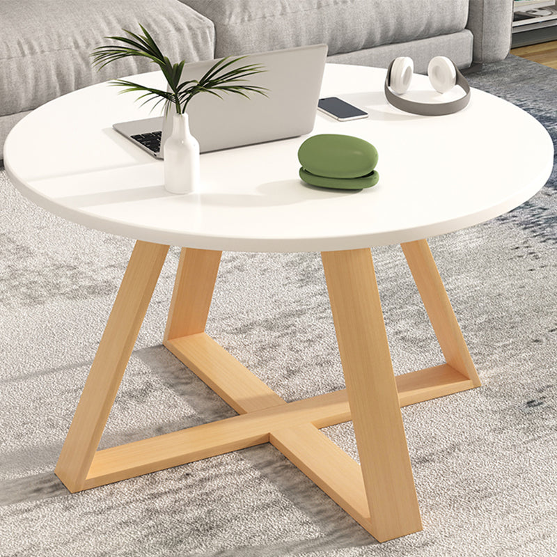 Solid Wood Coffee Table Round Cross Legs Bunching Coffee Table Set White Clearhalo 'Coffee & Accent Tables' 'Coffee Tables' 'coffee_tables' 'furn' 'furn_coffee_tables' 'Furniture' 'Living Room Furniture' 7290663