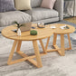 Solid Wood Coffee Table Round Cross Legs Bunching Coffee Table Set 28"L x 28"W x 18"H + 20"L x 20"W x 16"H Natural Clearhalo 'Coffee & Accent Tables' 'Coffee Tables' 'coffee_tables' 'furn' 'furn_coffee_tables' 'Furniture' 'Living Room Furniture' 7290674