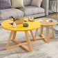 Solid Wood Coffee Table Round Cross Legs Bunching Coffee Table Set 28"L x 28"W x 18"H + 20"L x 20"W x 16"H Natural Wood Yellow Clearhalo 'Coffee & Accent Tables' 'Coffee Tables' 'coffee_tables' 'furn' 'furn_coffee_tables' 'Furniture' 'Living Room Furniture' 7290677