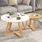 Solid Wood Coffee Table Round Cross Legs Bunching Coffee Table Set 28"L x 28"W x 18"H + 20"L x 20"W x 16"H White-Wood Clearhalo 'Coffee & Accent Tables' 'Coffee Tables' 'coffee_tables' 'furn' 'furn_coffee_tables' 'Furniture' 'Living Room Furniture' 7290678