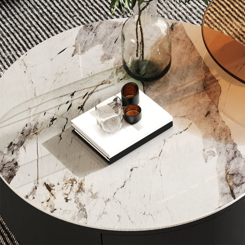 Modern Slate Coffee Table Round Bunching Coffee Table Set with Drawer Clearhalo 'Coffee & Accent Tables' 'Coffee Tables' 'coffee_tables' 'furn' 'furn_coffee_tables' 'Furniture' 'Living Room Furniture' 7290694