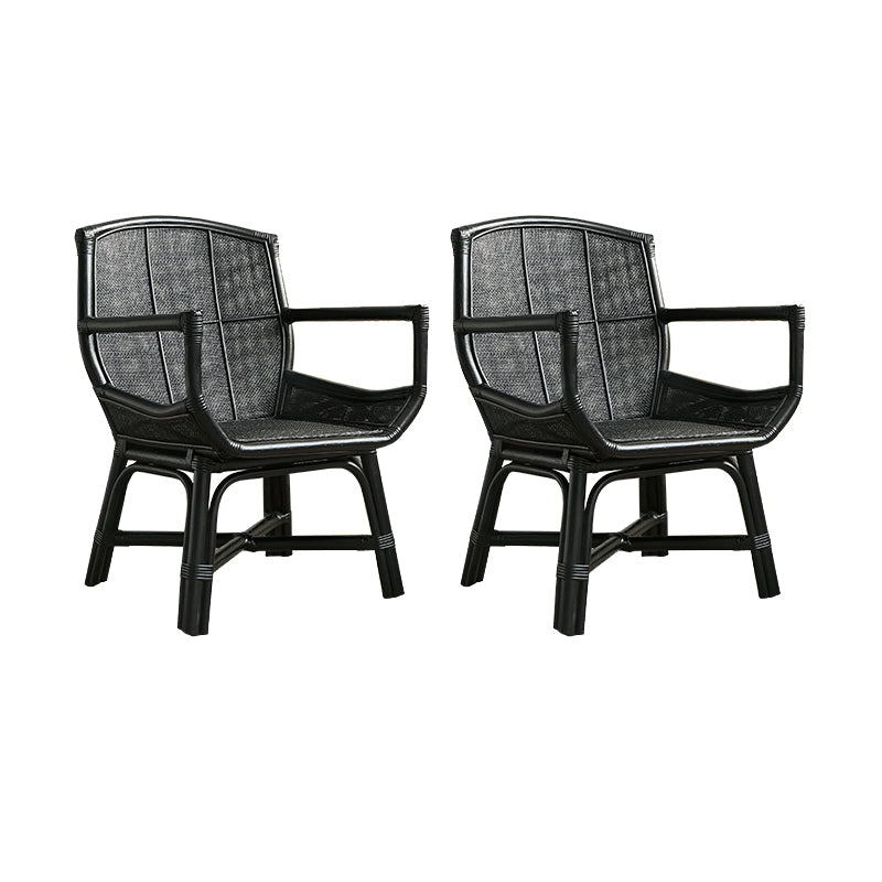 Solid Wood Lounge Chair Woven Back Side Chair for Living Room Black Fabric 2 Piece Set Clearhalo 'Accent Chairs' 'accent_chairs' 'Chairs & Seating' 'furn' 'furn_accent_chairs' 'Furniture' 'Living Room Furniture' 7290783