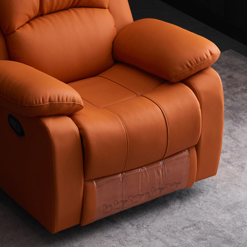 Solid Color Leather Standard Recliner Wood Frame Manual-Handle Recliner Chair Clearhalo 'Chairs & Seating' 'furn' 'furn_recliners' 'Furniture' 'Living Room Furniture' 'Recliners' 7290815