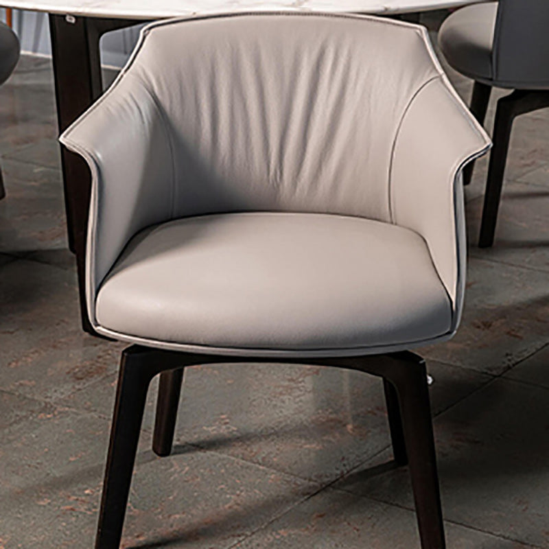 Modern Leather Armrest Fixed Backrest Black Base Upholstered Armed Chair Genuine Leather 1 Piece Clearhalo 'Accent Chairs' 'accent_chairs' 'Chairs & Seating' 'furn' 'furn_accent_chairs' 'Furniture' 'Living Room Furniture' 7290818