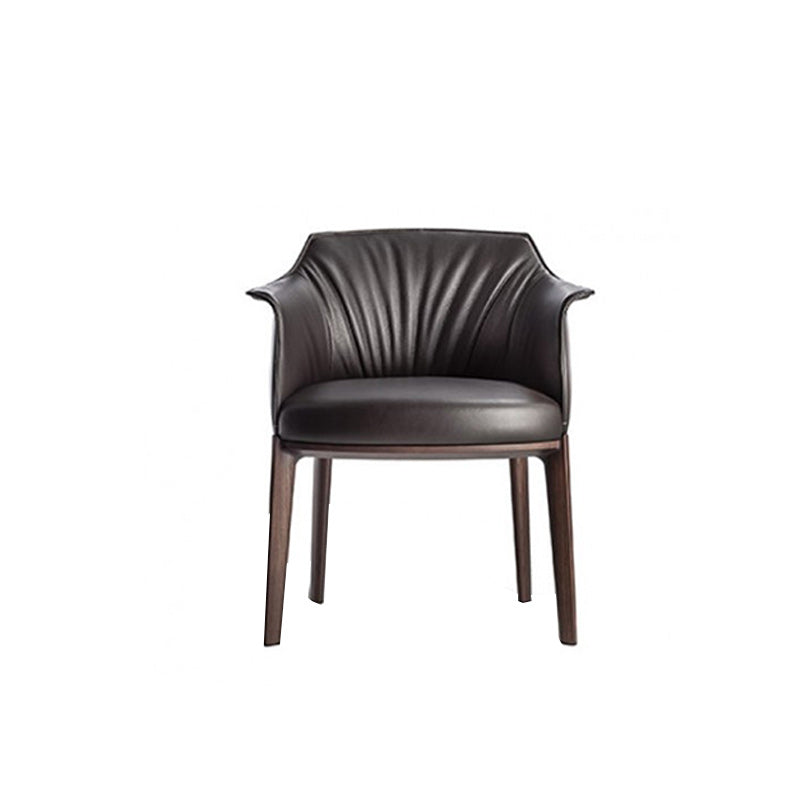 Modern Leather Armrest Fixed Backrest Black Base Upholstered Armed Chair Microfiber Leather 1 Piece Clearhalo 'Accent Chairs' 'accent_chairs' 'Chairs & Seating' 'furn' 'furn_accent_chairs' 'Furniture' 'Living Room Furniture' 7290819