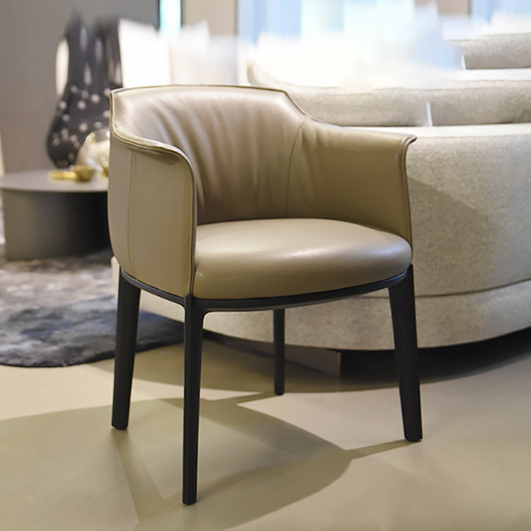 Modern Leather Armrest Fixed Backrest Black Base Upholstered Armed Chair Clearhalo 'Accent Chairs' 'accent_chairs' 'Chairs & Seating' 'furn' 'furn_accent_chairs' 'Furniture' 'Living Room Furniture' 7290820