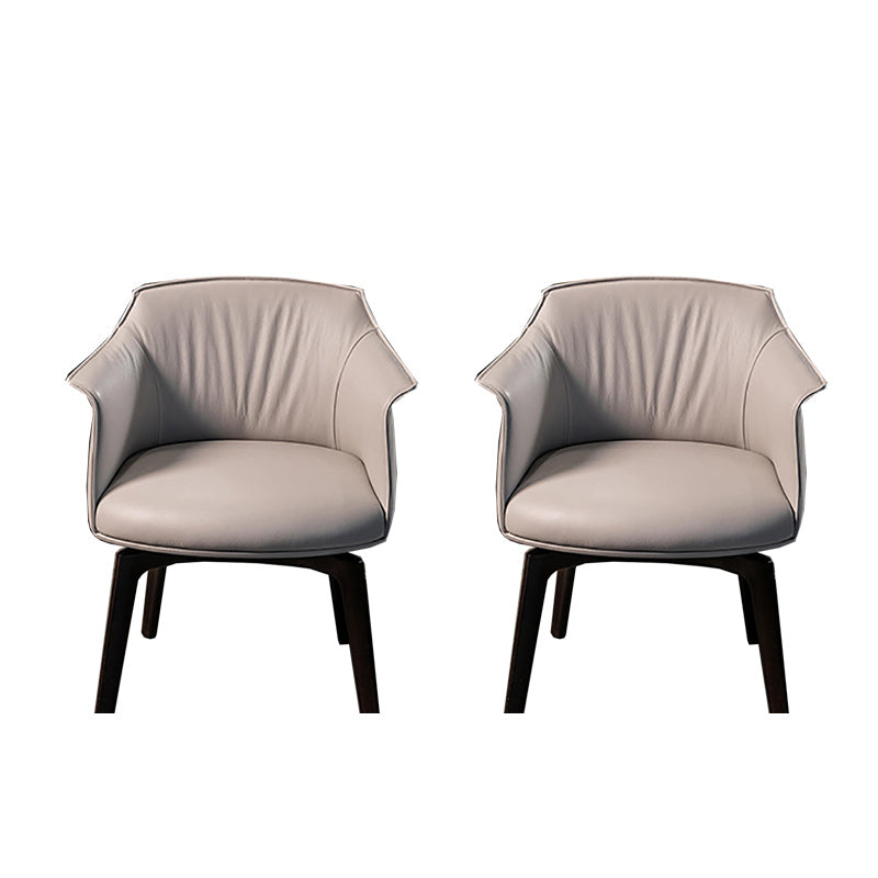 Modern Leather Armrest Fixed Backrest Black Base Upholstered Armed Chair Genuine Leather 2 Piece Set Clearhalo 'Accent Chairs' 'accent_chairs' 'Chairs & Seating' 'furn' 'furn_accent_chairs' 'Furniture' 'Living Room Furniture' 7290823