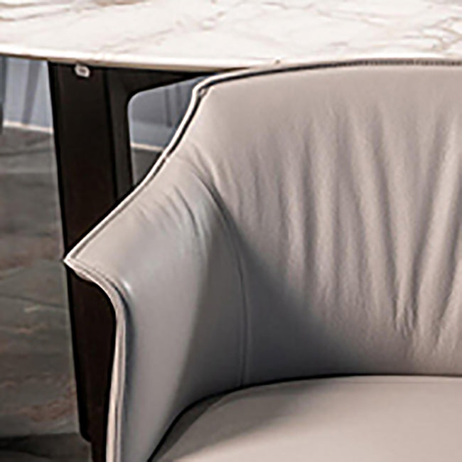 Modern Leather Armrest Fixed Backrest Black Base Upholstered Armed Chair Clearhalo 'Accent Chairs' 'accent_chairs' 'Chairs & Seating' 'furn' 'furn_accent_chairs' 'Furniture' 'Living Room Furniture' 7290824