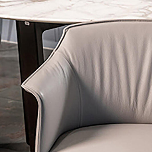 Modern Leather Armrest Fixed Backrest Black Base Upholstered Armed Chair Clearhalo 'Accent Chairs' 'accent_chairs' 'Chairs & Seating' 'furn' 'furn_accent_chairs' 'Furniture' 'Living Room Furniture' 7290824