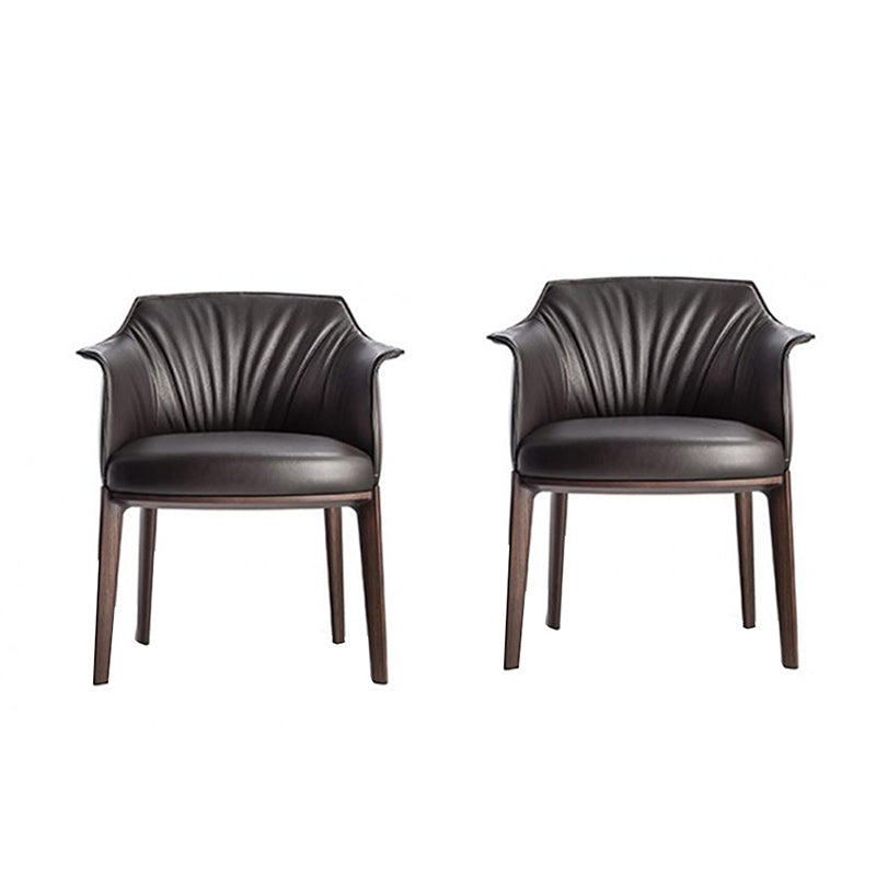 Modern Leather Armrest Fixed Backrest Black Base Upholstered Armed Chair Microfiber Leather 2 Piece Set Clearhalo 'Accent Chairs' 'accent_chairs' 'Chairs & Seating' 'furn' 'furn_accent_chairs' 'Furniture' 'Living Room Furniture' 7290825